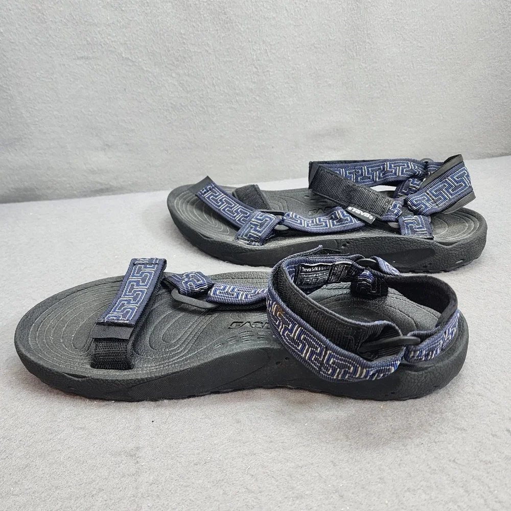 Teva Hurricane Sport Sandals Navy Greek Key Strap Shoc Pad Mens 9